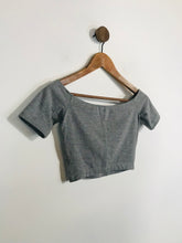 Load image into Gallery viewer, American Apparel Women&#39;s Collarless Crop T-Shirt | S UK8 | Grey
