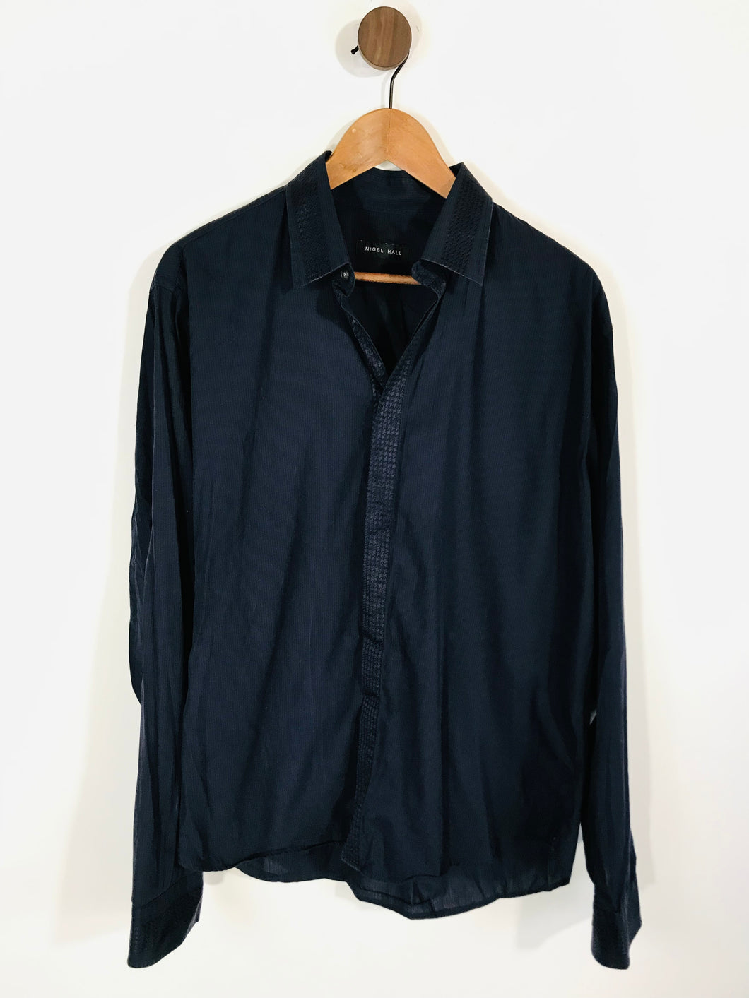 Nigel Hall Men's Cotton Striped Button-Up Shirt | XL | Blue