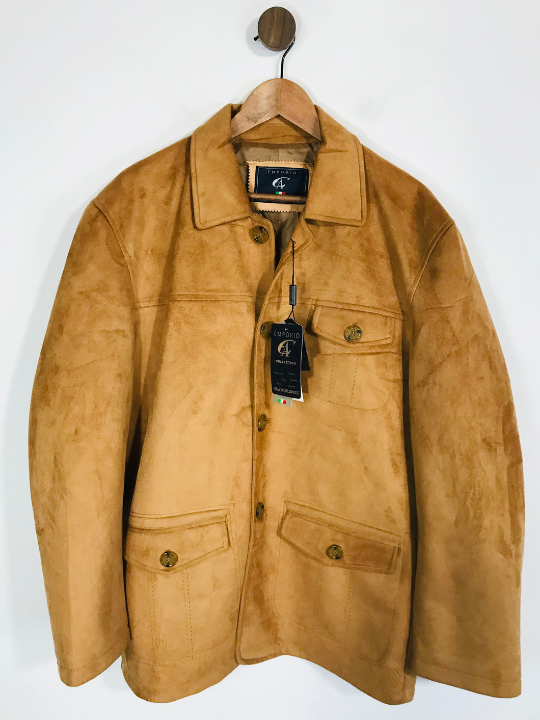 Emporio Armani Men's Faux Suede Overcoat Coat NWT | L | Brown