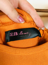 Load image into Gallery viewer, Celeb Boutique Women&#39;s Mesh Panel Mini Bodycon Dress | XS UK6-8 | Orange
