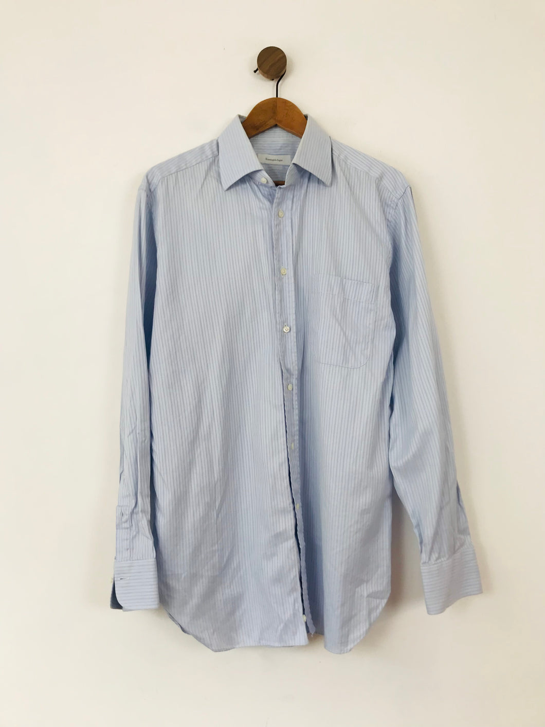Ermenegildo Zegna Men's Striped Button-Up Shirt | 42 | Blue