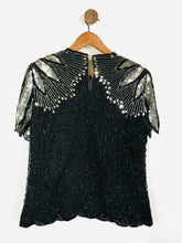 Load image into Gallery viewer, Laurence Kazar Women&#39;s Sequin Vintage Blouse | M UK10-12 | Black
