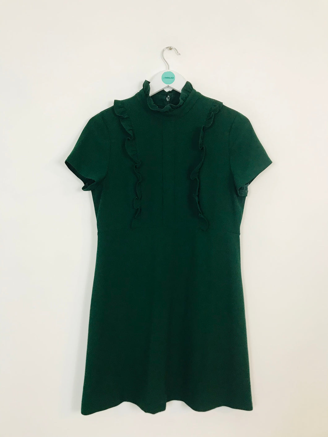 Zara Woman Women’s Ruffle Sheath Dress | M UK12 | Green