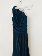 Load image into Gallery viewer, Infinite Wed2B Women’s One Shoulder Draped Maxi Evening Dress | UK6 | Navy Blue
