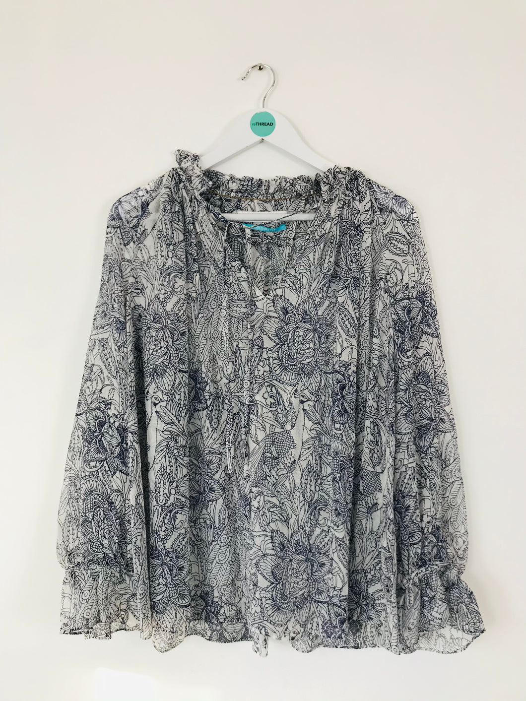 Boden Women’s Floral Silk Oversized Blouse | S UK 8-10 | Blue