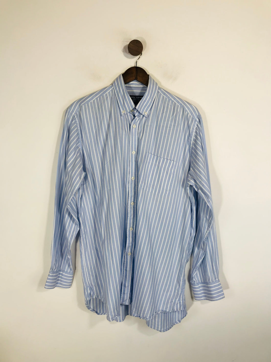 Joseph Turner Men's Striped Button-Up Shirt | L | Blue
