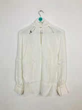 Load image into Gallery viewer, Reiss Women’s High Neck Cut Out Blouse NWT | UK 12 | White

