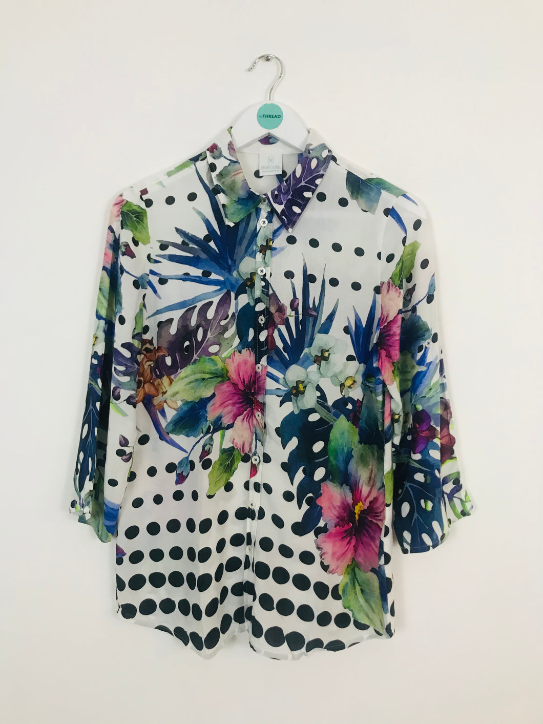Madeleine Women’s Oversized Polka Dot And Floral Print Shirt | UK 12 | Multicolour