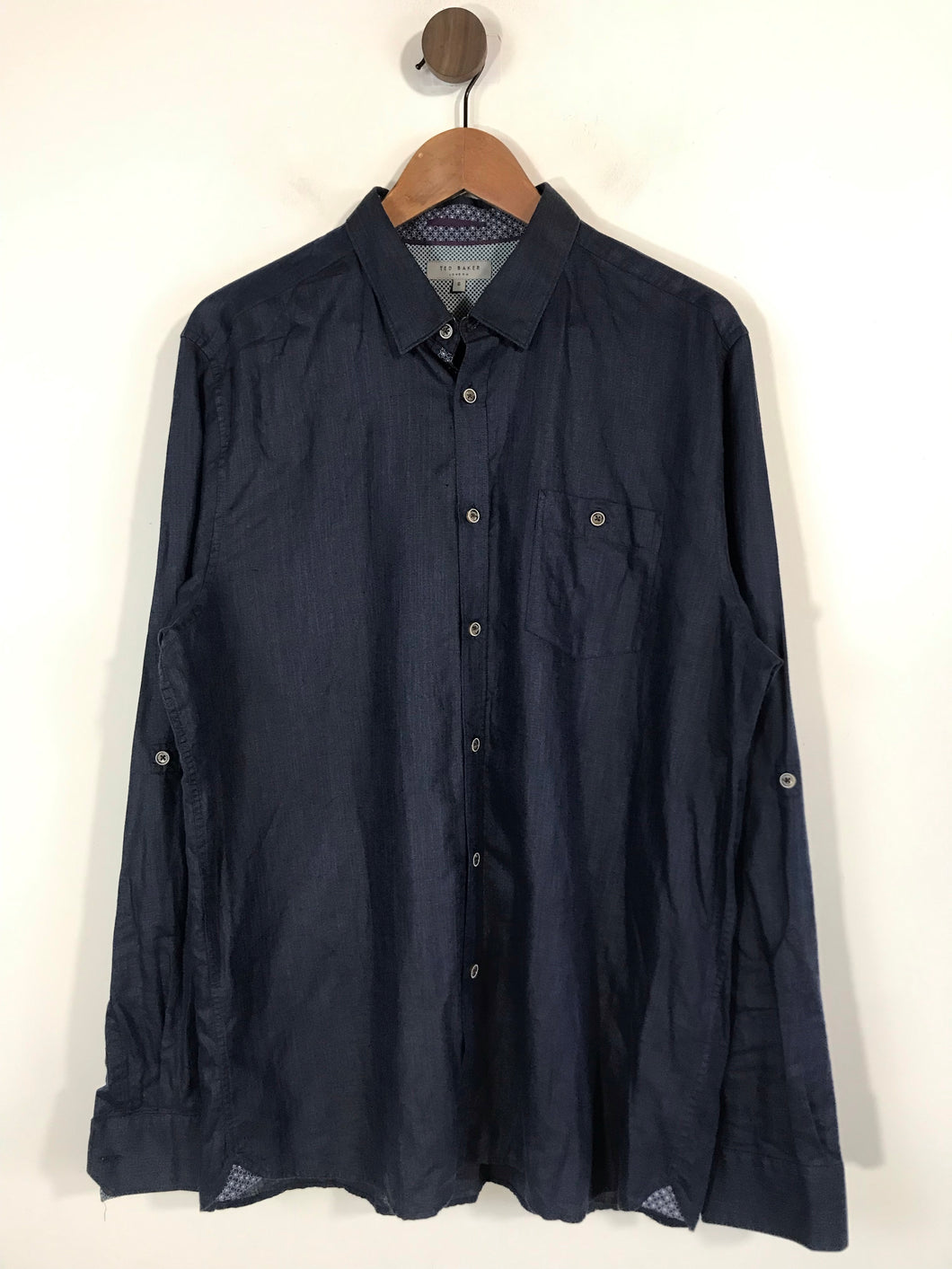 Ted Baker Men's Cotton Linen Button-Up Shirt | XL | Blue
