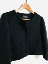 Load image into Gallery viewer, Hobbs Women&#39;s Tweed Collarless Blazer Jacket | UK14 | Black
