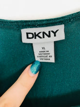Load image into Gallery viewer, DKNY Women&#39;s Wide Neck Sheer Sleeve T-Shirt | XL UK16 | Green
