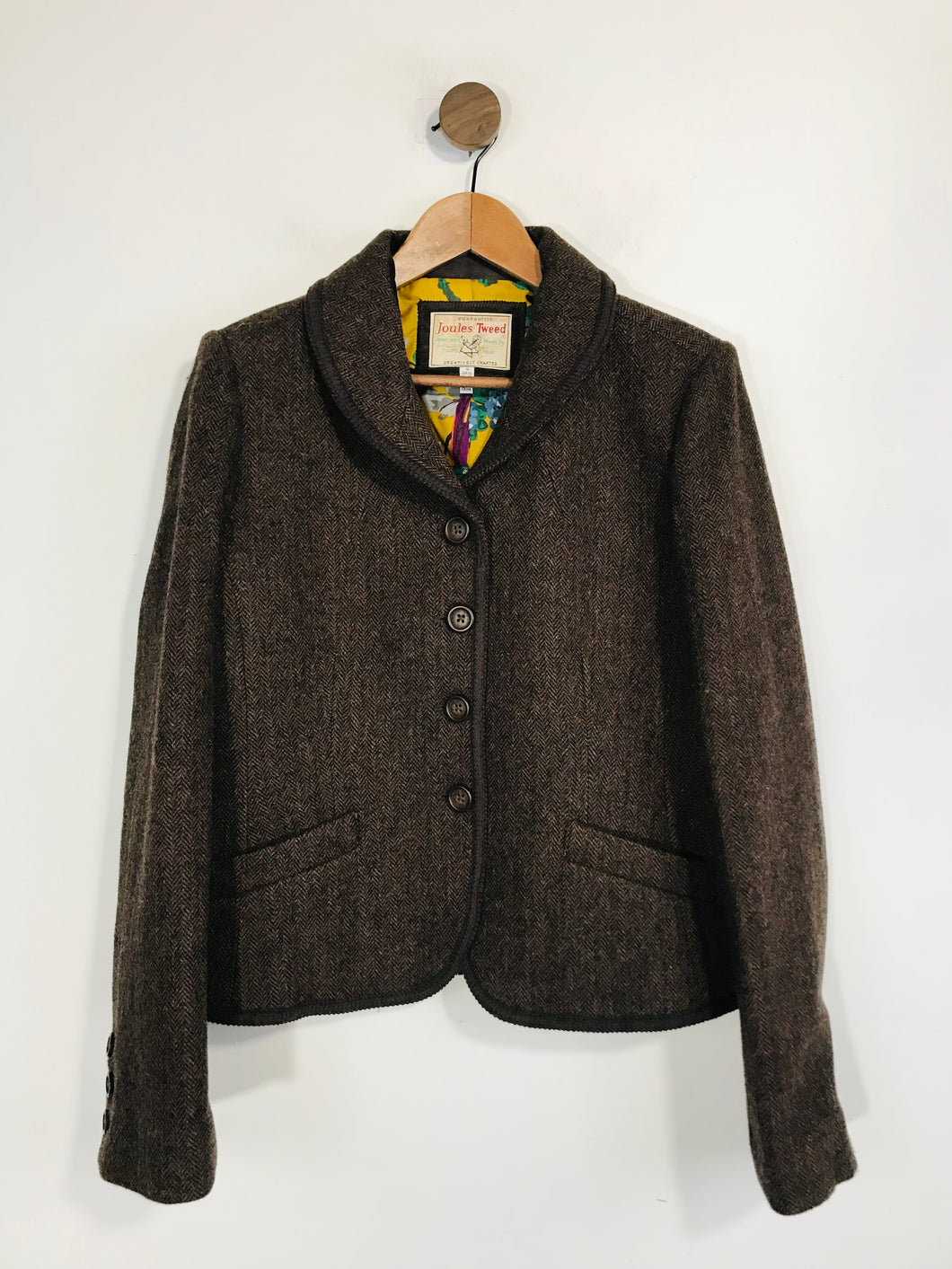 Joules Women's Tweed Wool Blazer Jacket | UK16 | Brown