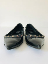 Load image into Gallery viewer, Valentino Women&#39;s Studded Patent Slip-On Flat Shoes | 39 UK6 | Black
