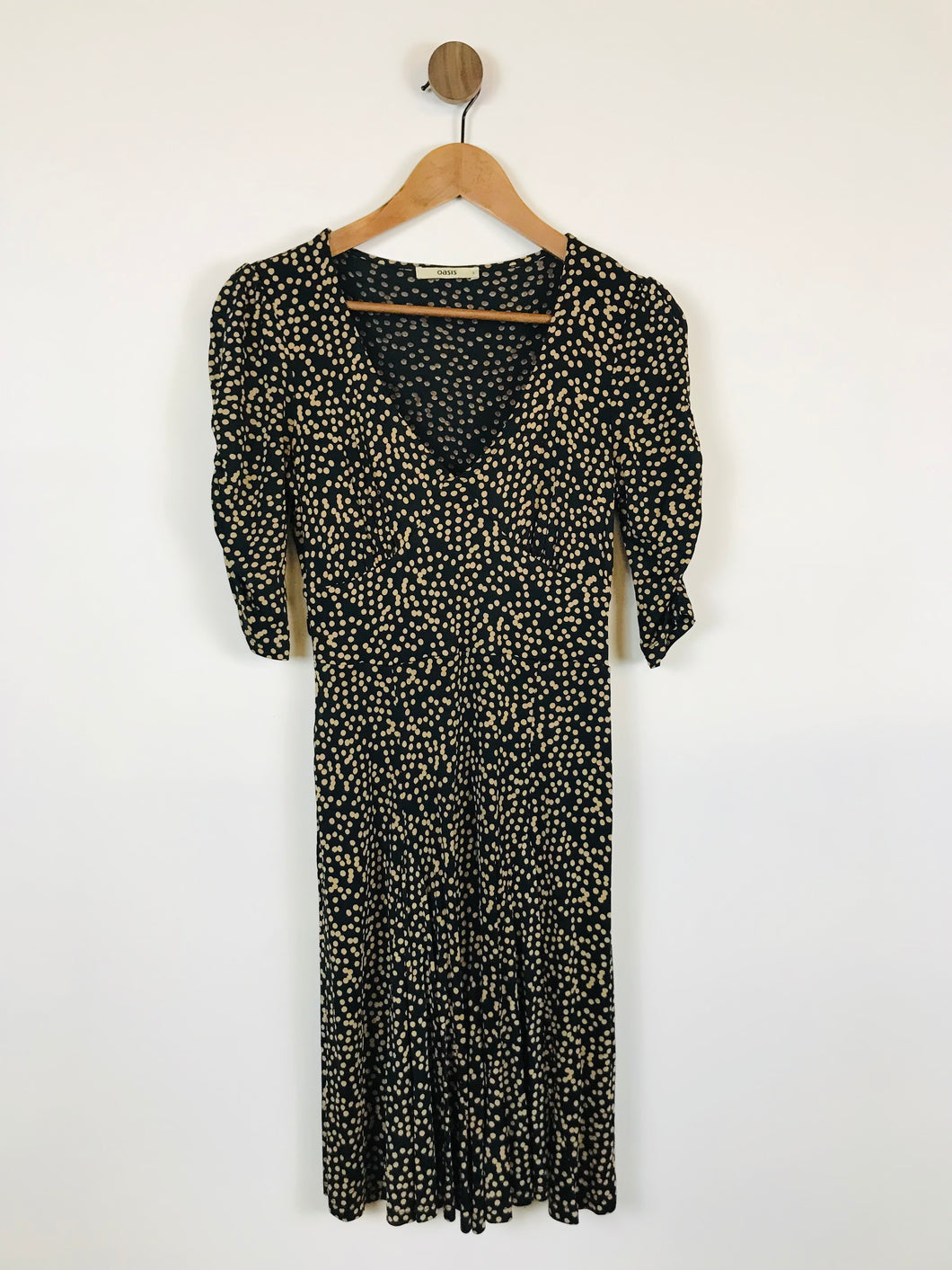 Oasis Women's Polka Dot A-Line Dress | S UK8 | Black