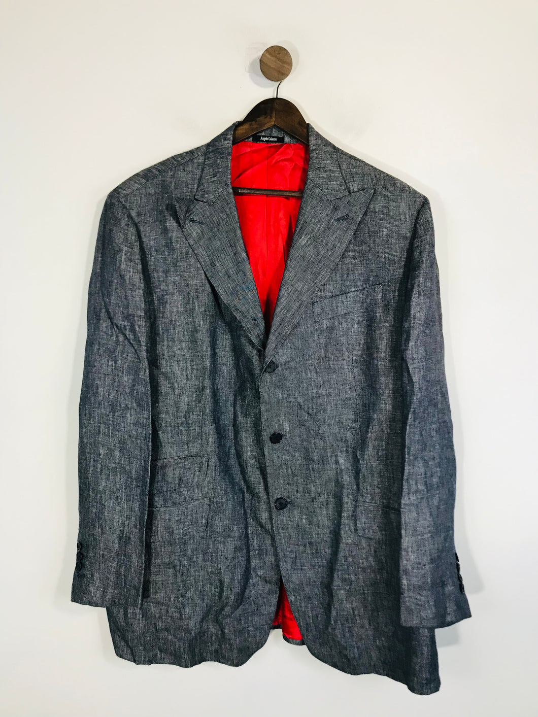 Angelo Galasso Men's Linen Smart Blazer Jacket | L | Blue
