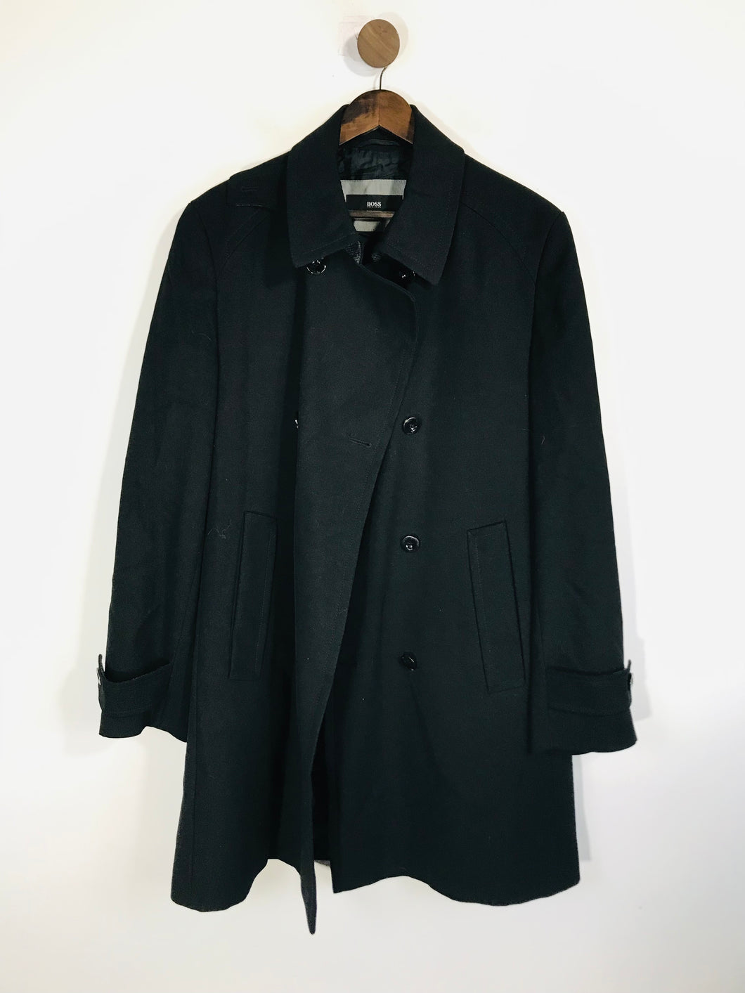 Hugo Boss Men's Wool Overcoat Coat | 52 | Black