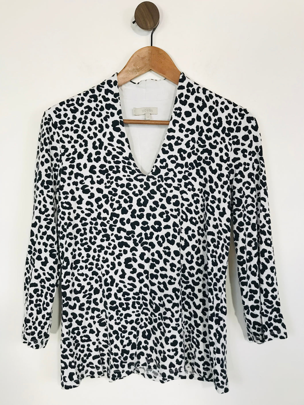 Hobbs Women's Leopard Print Jersey T-Shirt  | M UK10-12 | Black