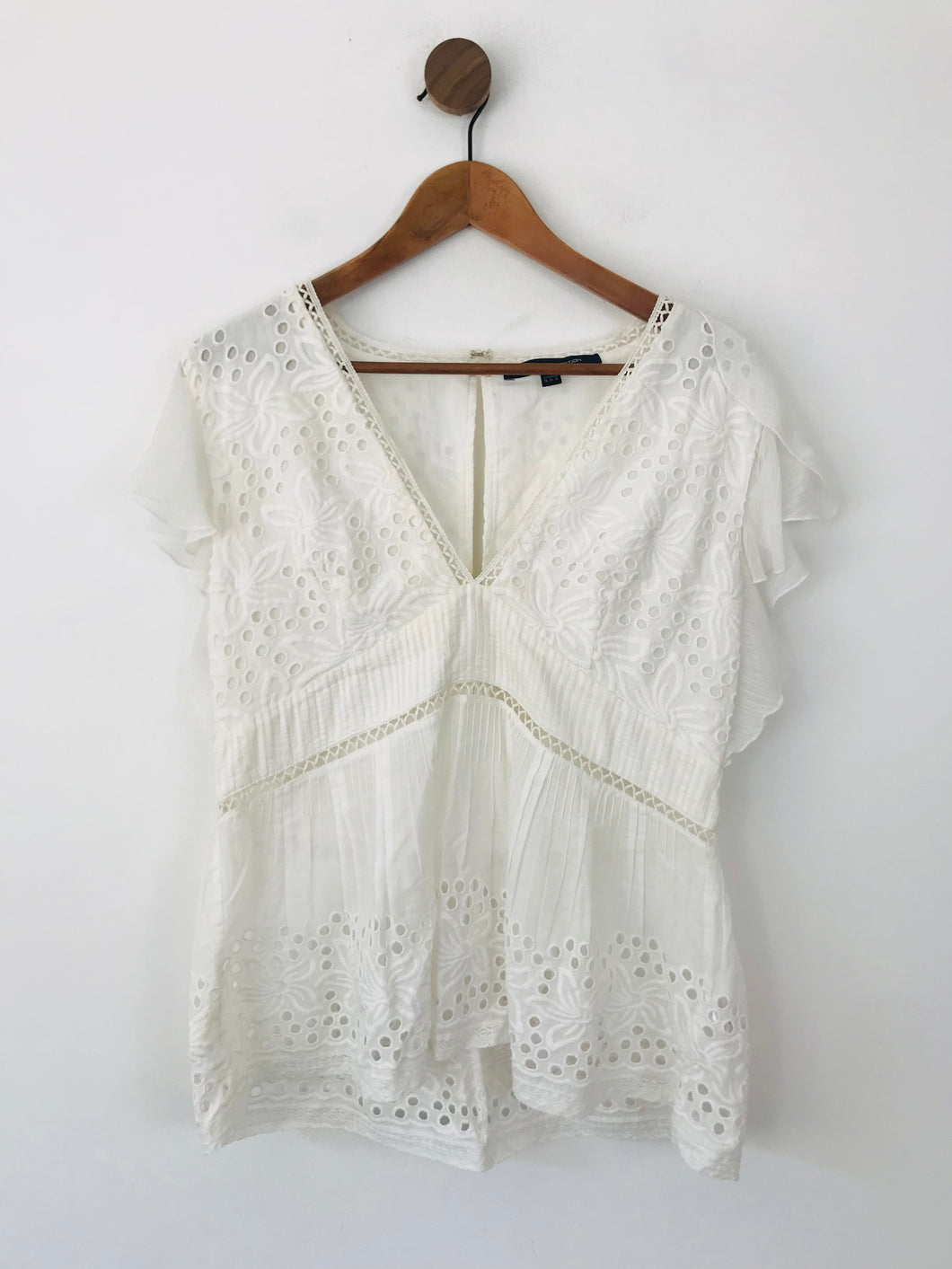 French Connection Women's Embroidered Blouse | UK16 | White