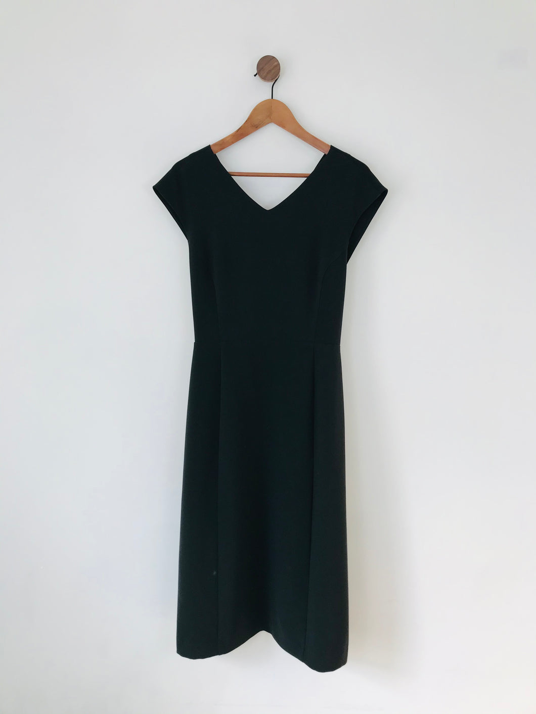 Jaeger Women’s V Neck Sleeveless Midi Dress | UK12 | Black