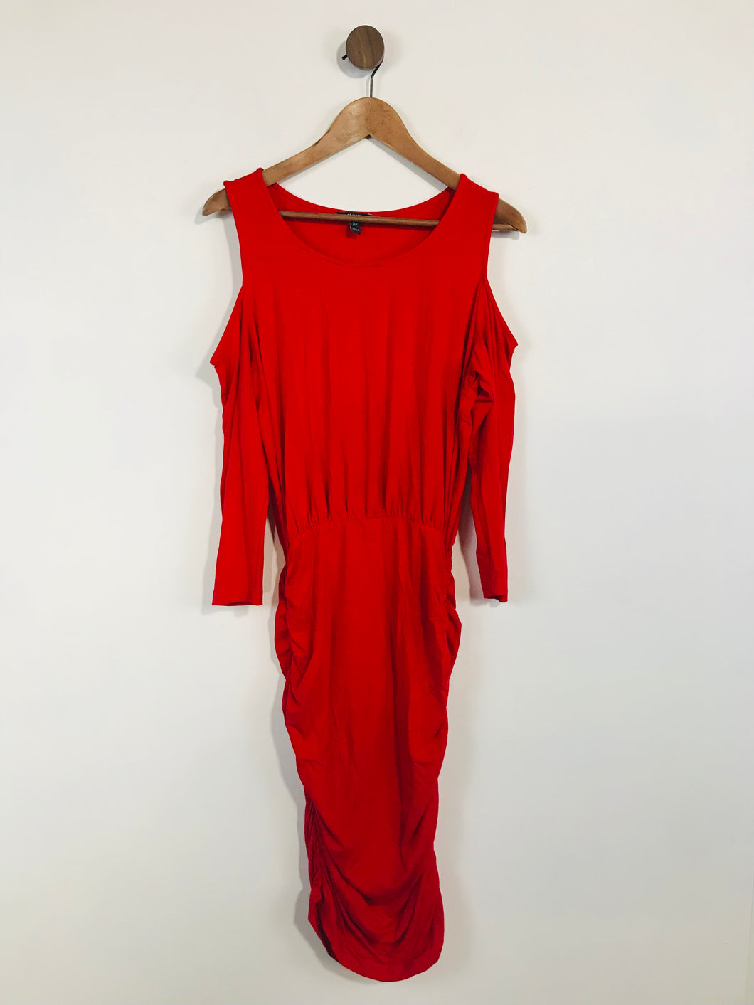 Baukjen Women's Cold Shoulder Ruched Bodycon Dress | UK10 | Red