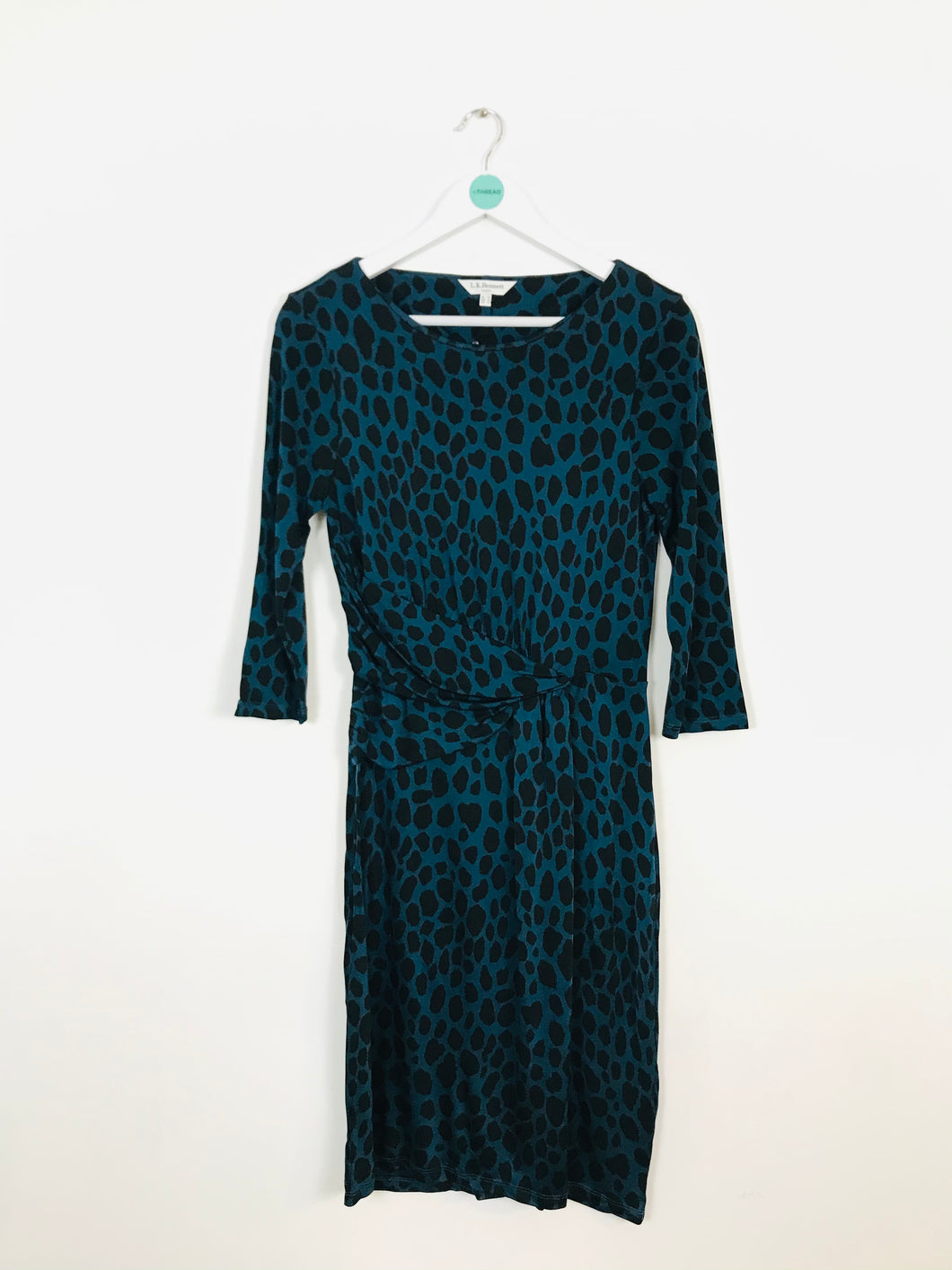 L.K. Bennett Women’s Fitted Animal Print Dress | UK 14 | Blue and Black
