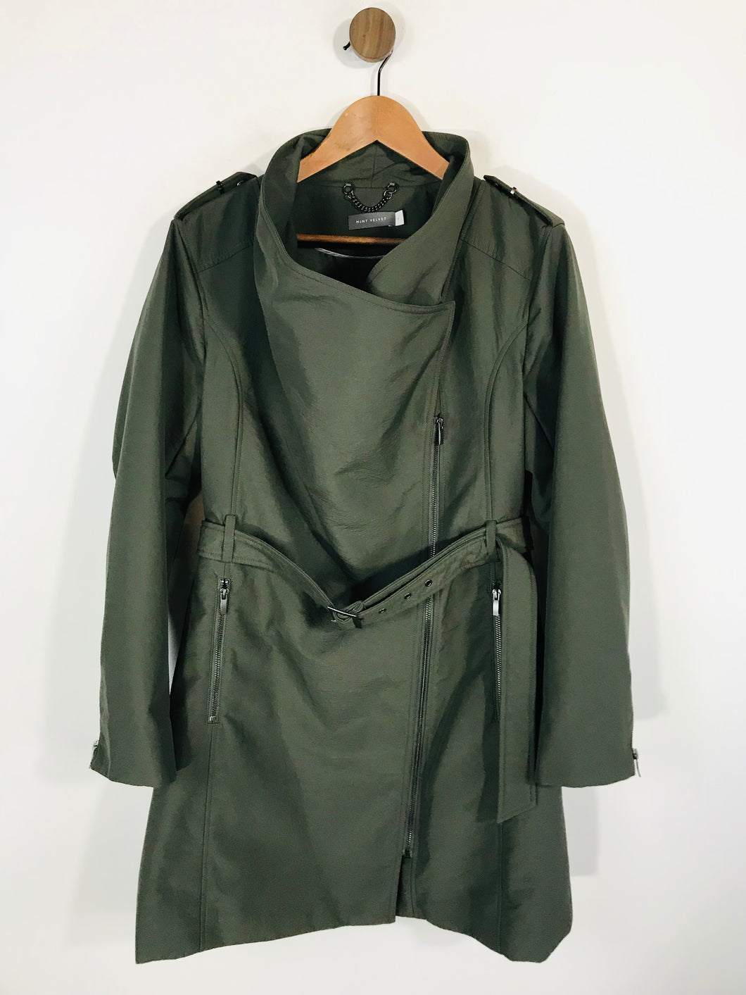 Mint Velvet Women's Zip Belted Overcoat Coat | UK18 | Green