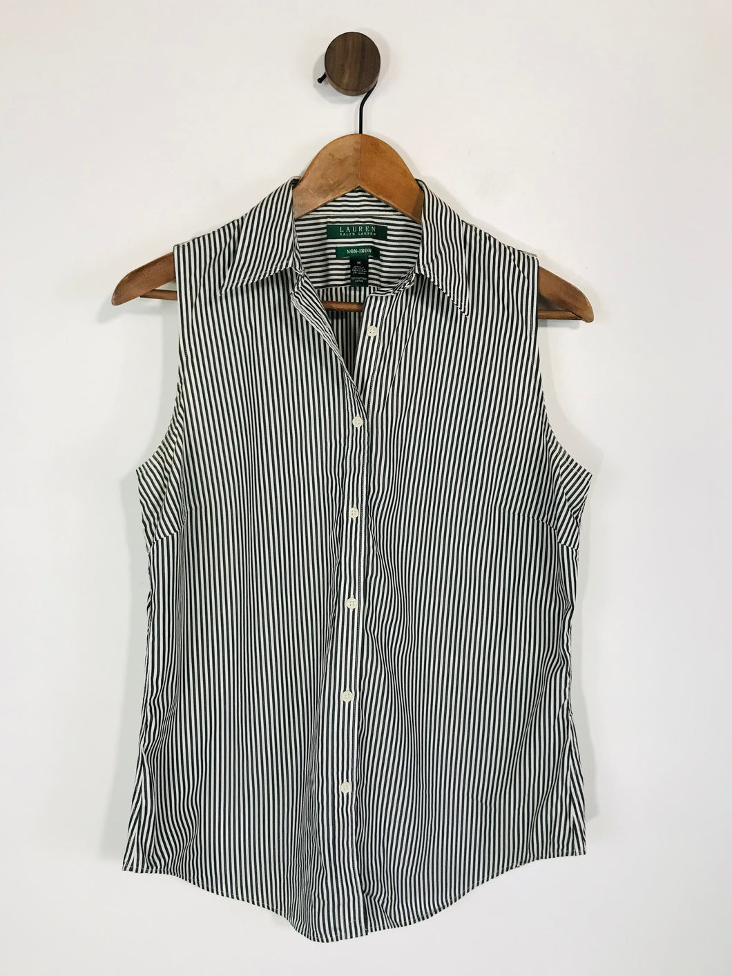 Ralph Lauren Women's Striped Sleeveless Button-Up Shirt | M UK10-12 | Blue