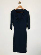 Load image into Gallery viewer, Winser London Women&#39;s Cowl Neck Sheath Dress | UK10 | Blue
