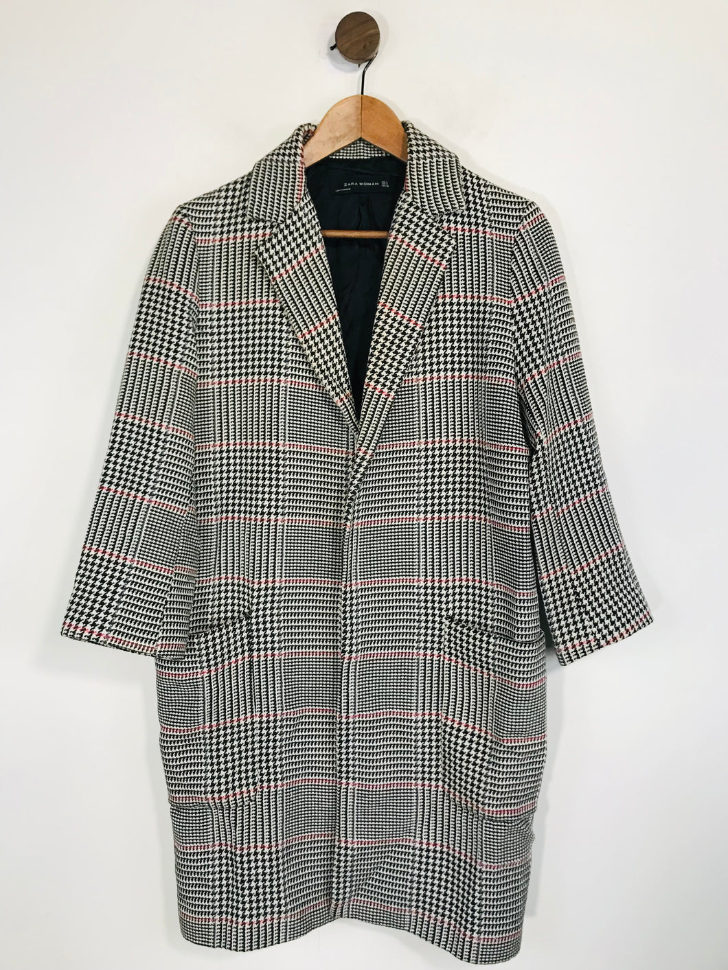 Zara Women's Houndstooth Check Trench Coat | S UK8 | Multicoloured