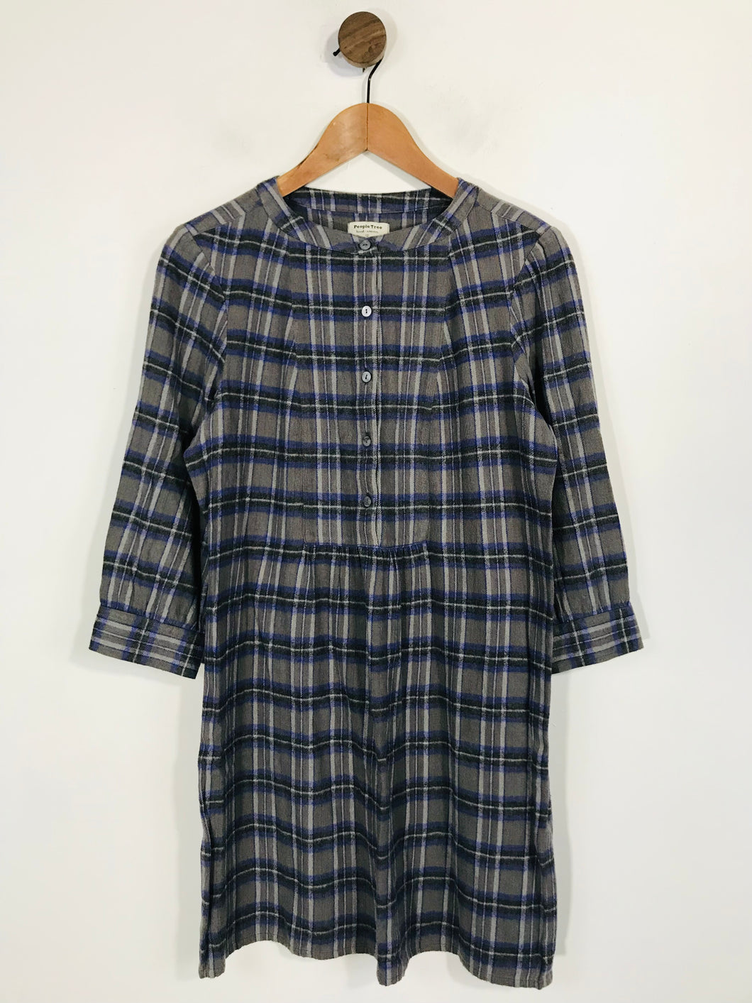 People Tree Women's Cotton Check Gingham Shirt Dress | UK12 | Multicoloured