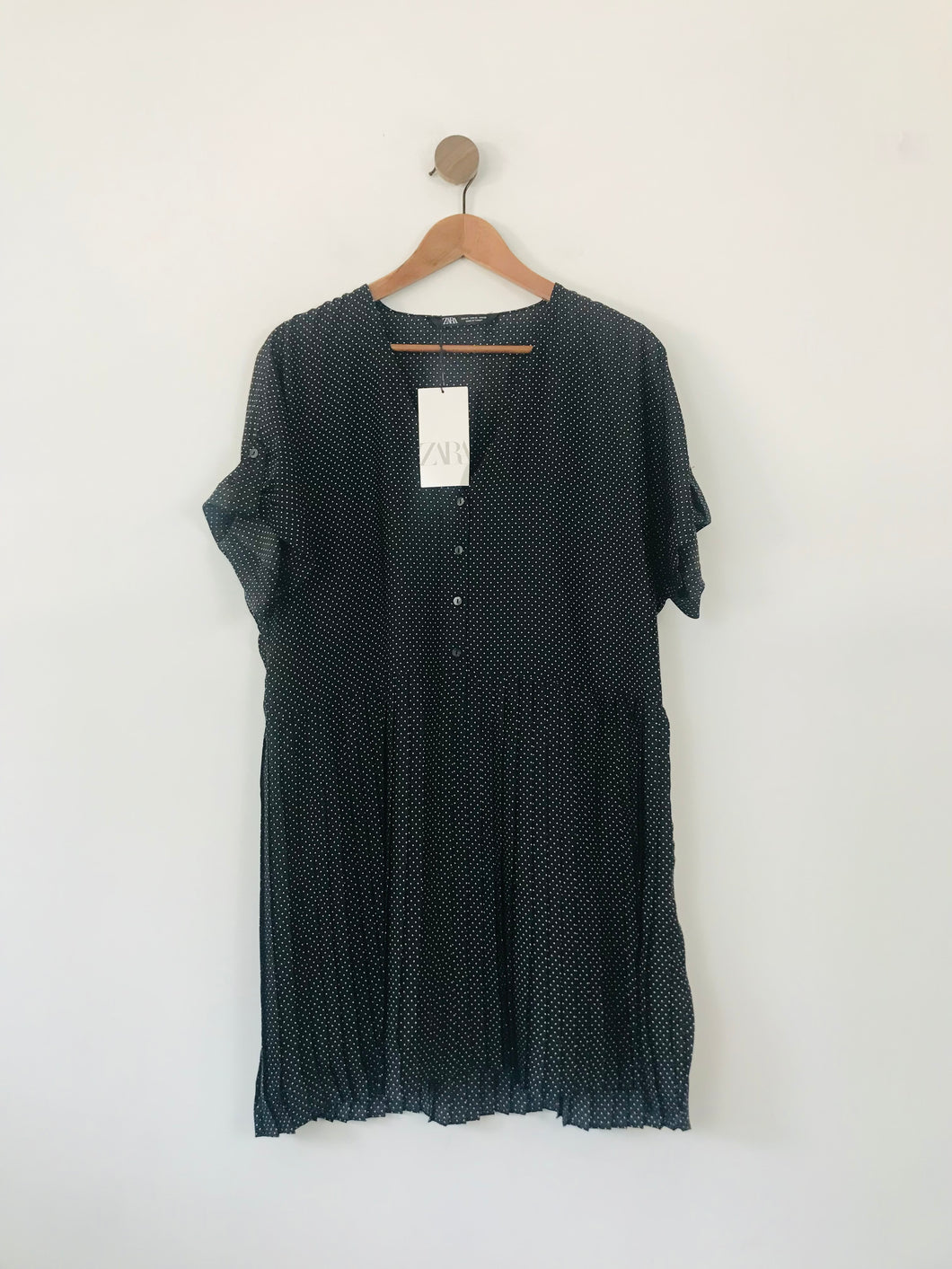 Zara Women's Pleated Shift Dress NWT | XL UK16 | Black