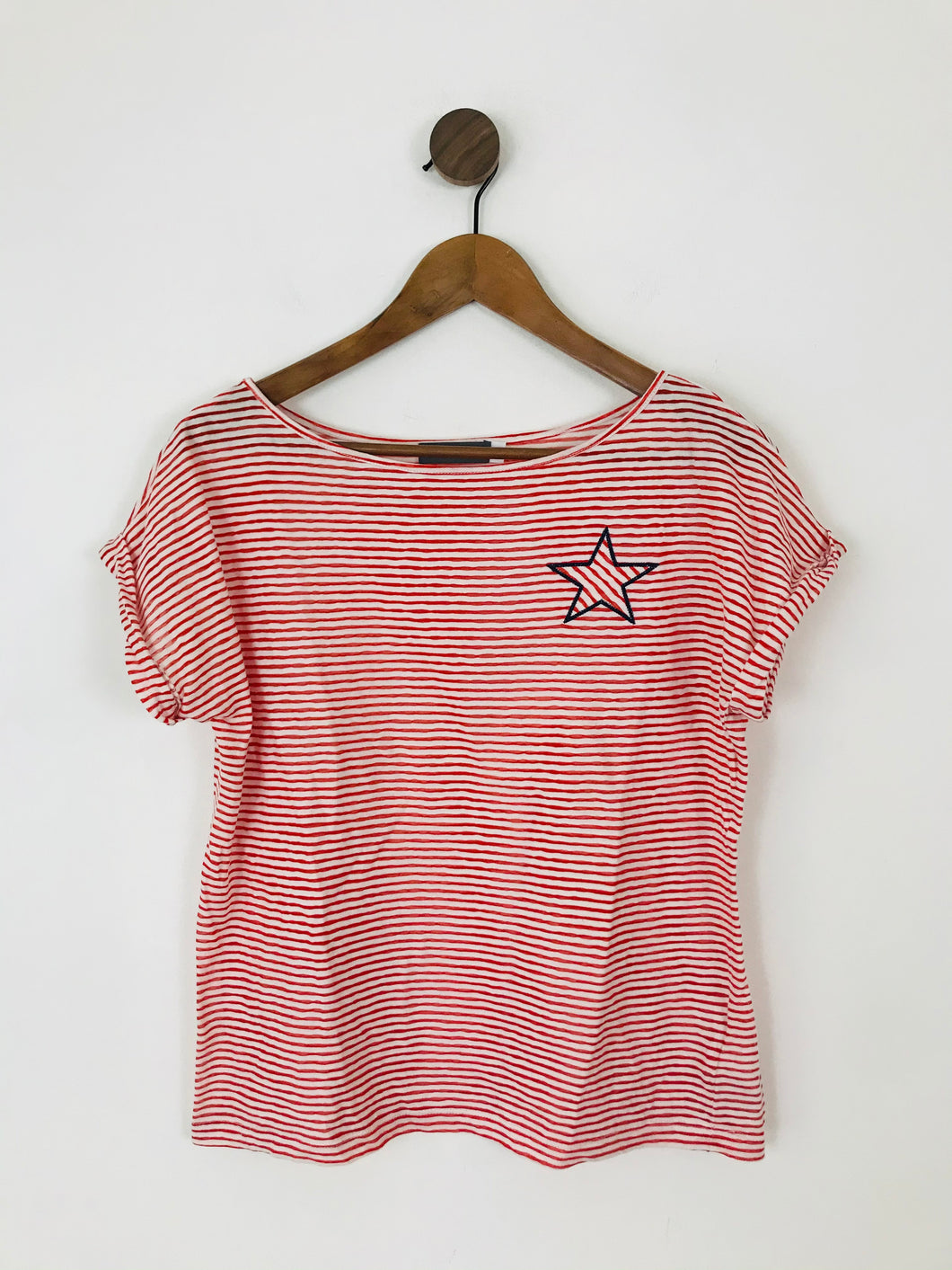 Mint Velvet Women’s Stripe Star T-Shirt | M UK10-12 | Red White