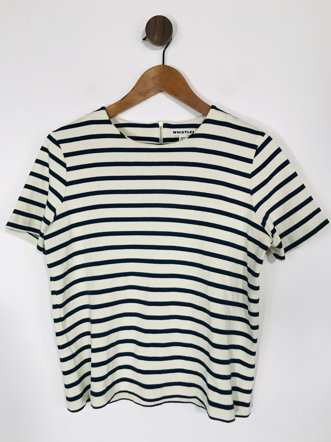 Whistles Women's Striped High Neck T-Shirt | UK10 | White