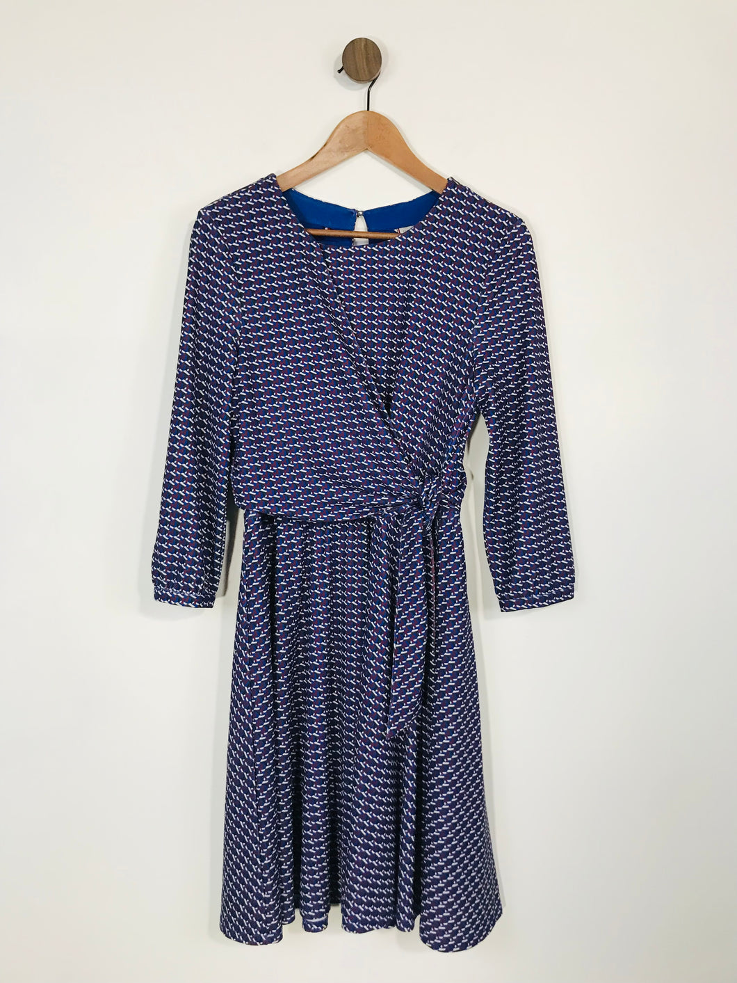 Tommy Hilfiger Women's Long Sleeve Monogram Print Wrap Dress | 6 UK10 | Blue