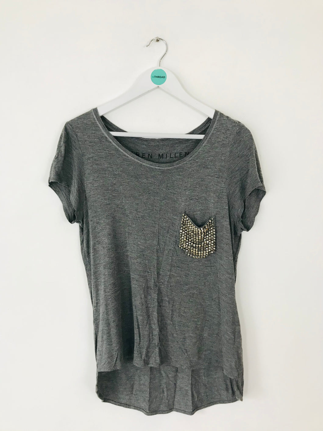 Karen Millen Women’s Studded T-Shirt | UK14 | Grey