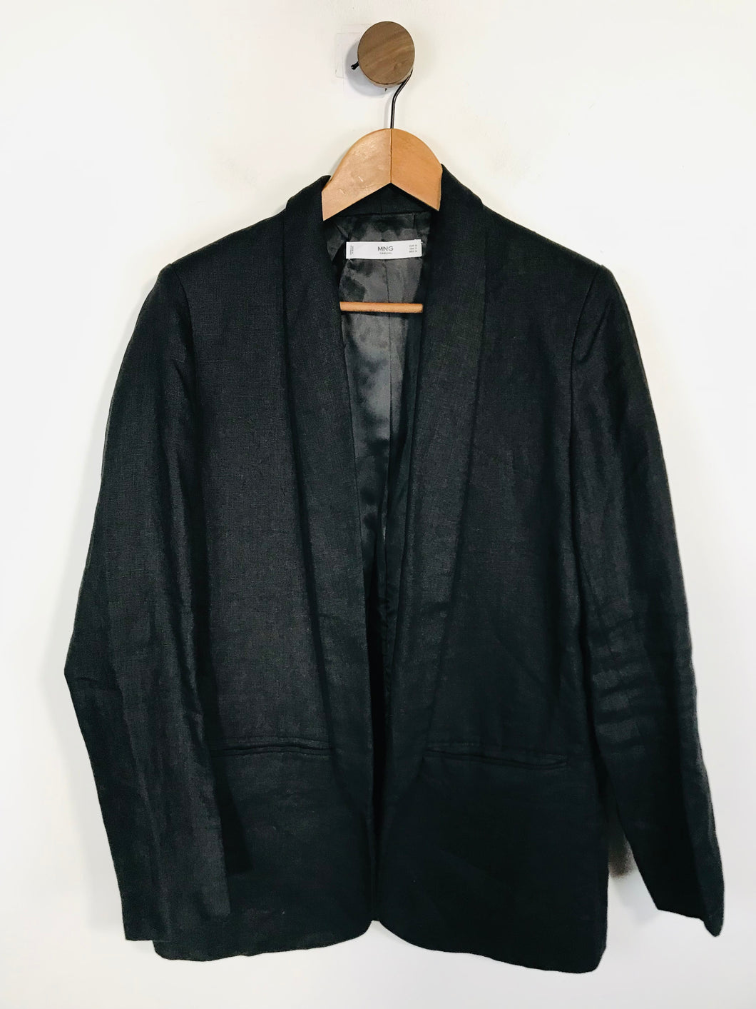 Mango Women's Linen Blazer Jacket | M UK10-12 | Black