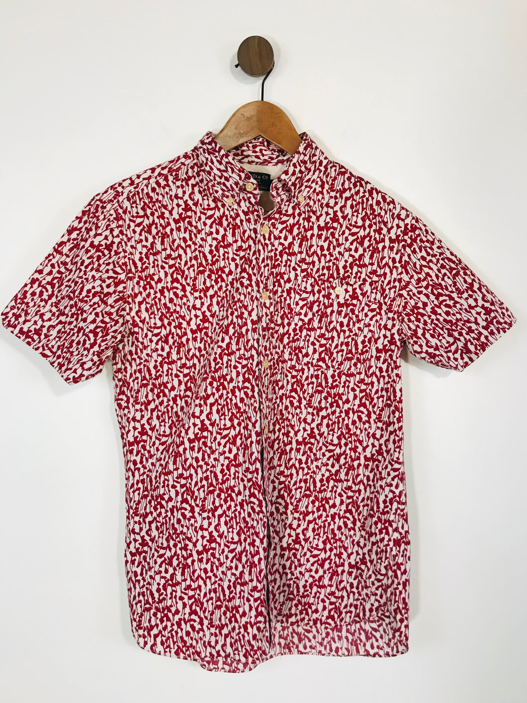 Hammond & Co Men's Cotton Short Sleeve Button-Up Shirt | S | Red