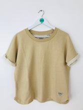 Load image into Gallery viewer, Jack Wills Women’s Rolled Sleeve Glitter T-Shirt | UK14 | Beige Brown
