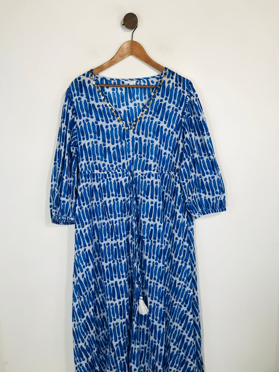 Monsoon Women's Cotton Boho Maxi Dress | L UK14 | Blue