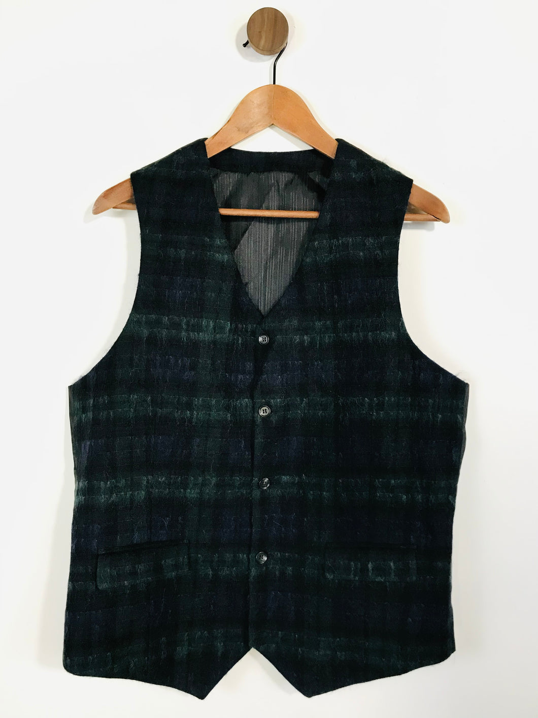 Asos Men's Lochcarron Tartan Wool Waistcoat Jacket | 44 | Green