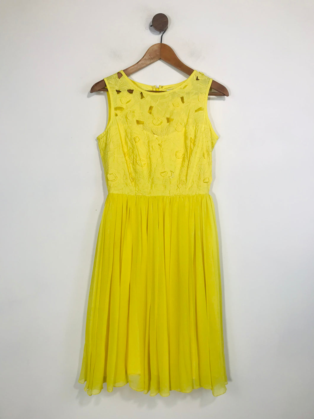 Reiss Women's Floral Embroidered A-Line Dress | UK6 | Yellow