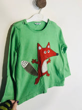 Load image into Gallery viewer, Boden Kid&#39;s Long Sleeve Fox Embroidered T-Shirt | 18-24 Months | Green
