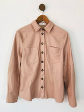 Load image into Gallery viewer, Mango Women&#39;s Faux Leather Long Sleeve Button-Up Shirt | M UK10-12 | Pink
