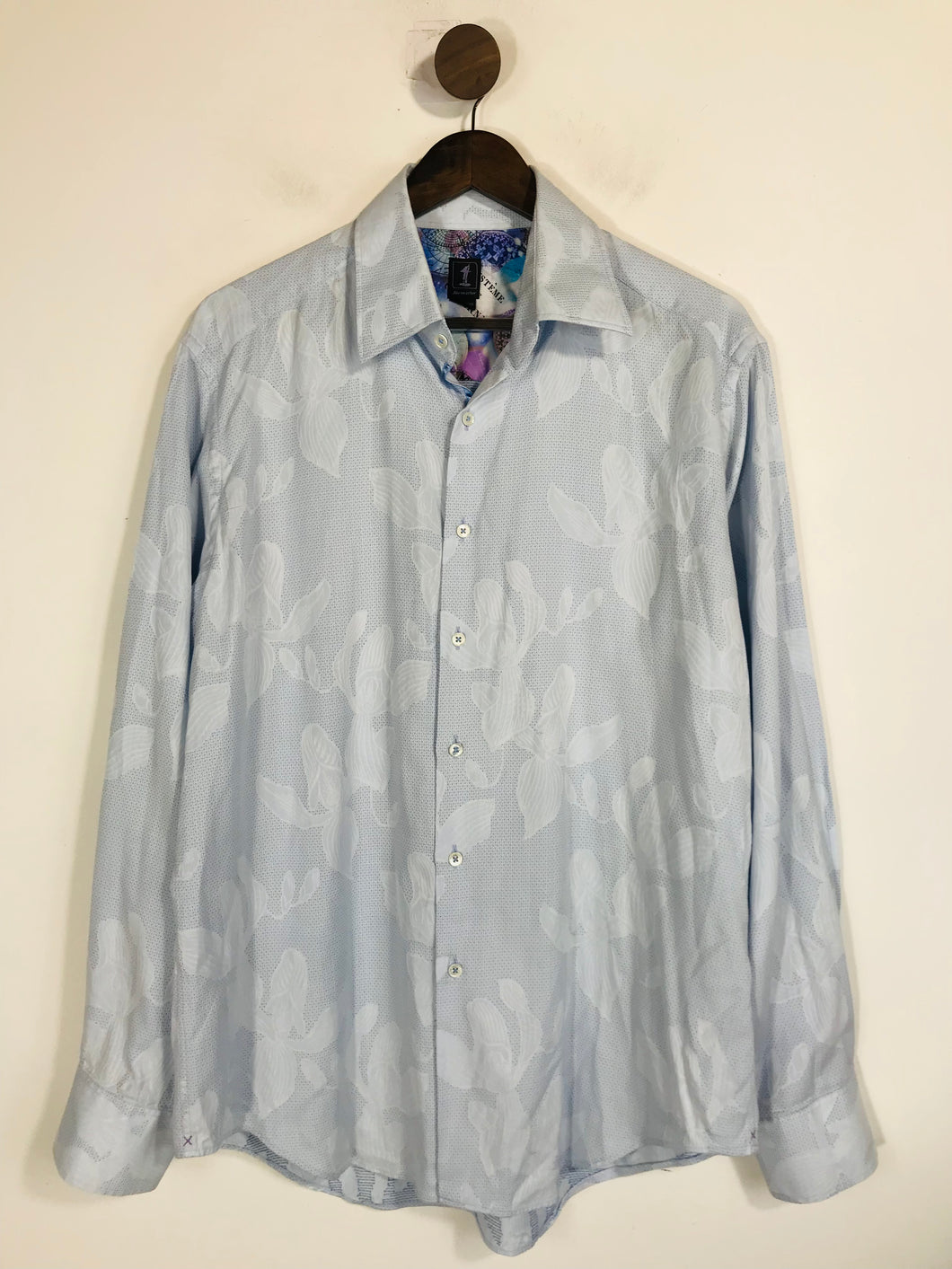 1 Like No Other Men's Cotton Floral Button-Up Shirt | 3 | Blue