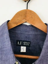 Load image into Gallery viewer, Armani Jeans Men&#39;s Linen Button-Up Shirt | L | Blue
