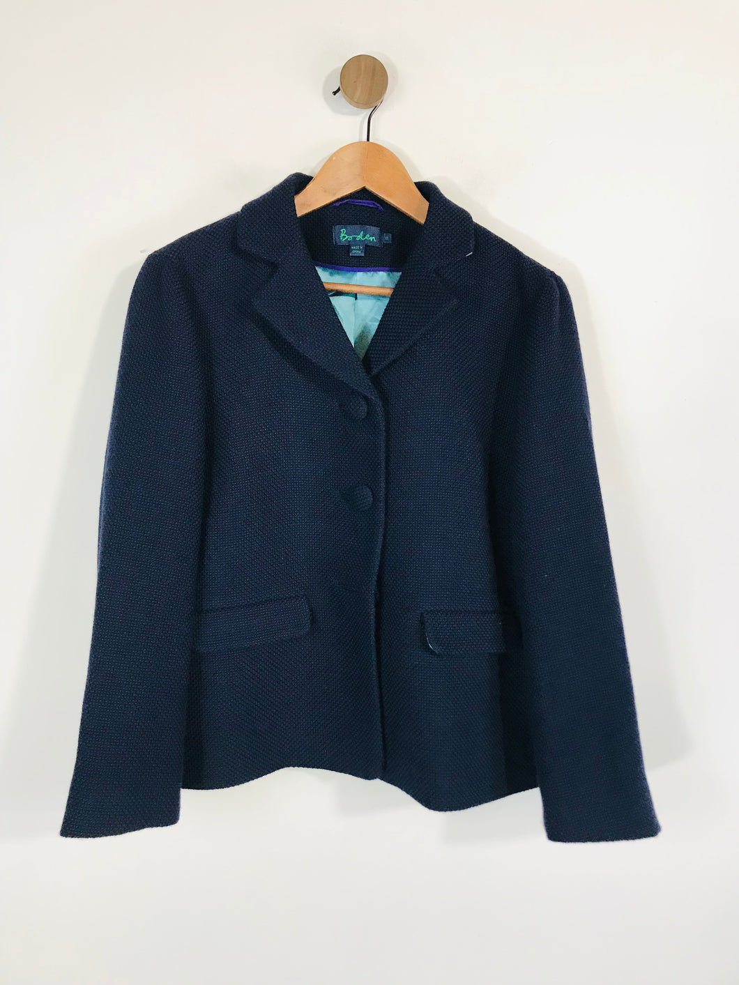 Boden Women's Wool Crop Blazer Jacket | UK18 | Blue