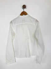 Load image into Gallery viewer, Abercrombie &amp; Fitch Women&#39;s Sheer Collarless Button-Up Shirt | L UK14 | White
