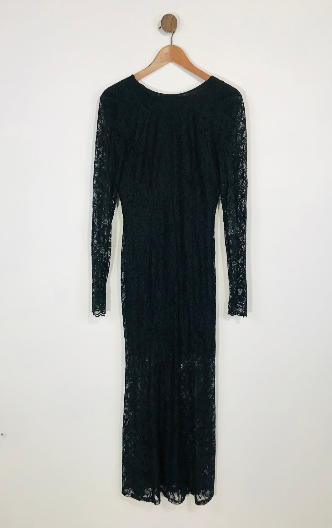 & Other Stories Women's Lace Long Sleeve Zipper Midi Dress | EU38 UK12 | Black