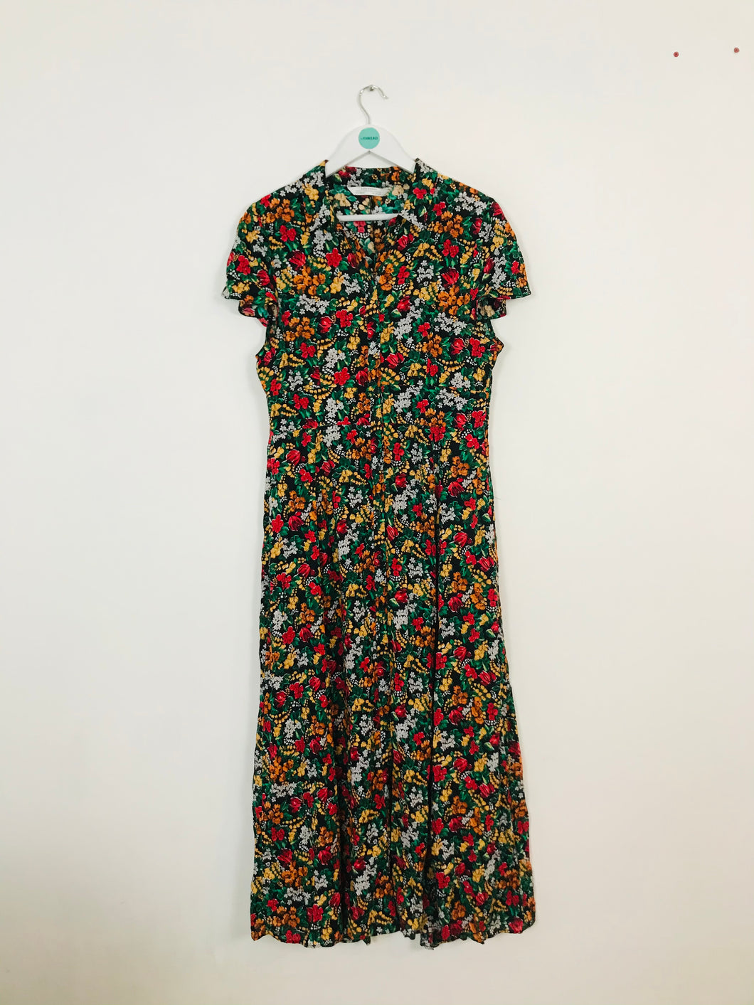 Zara Woman Women’s Floral Button Up Maxi Dress | L UK14 | Multicoloured