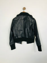 Load image into Gallery viewer, Oasis Women&#39;s Leather Leopard Print Biker Jacket | UK14 | Black
